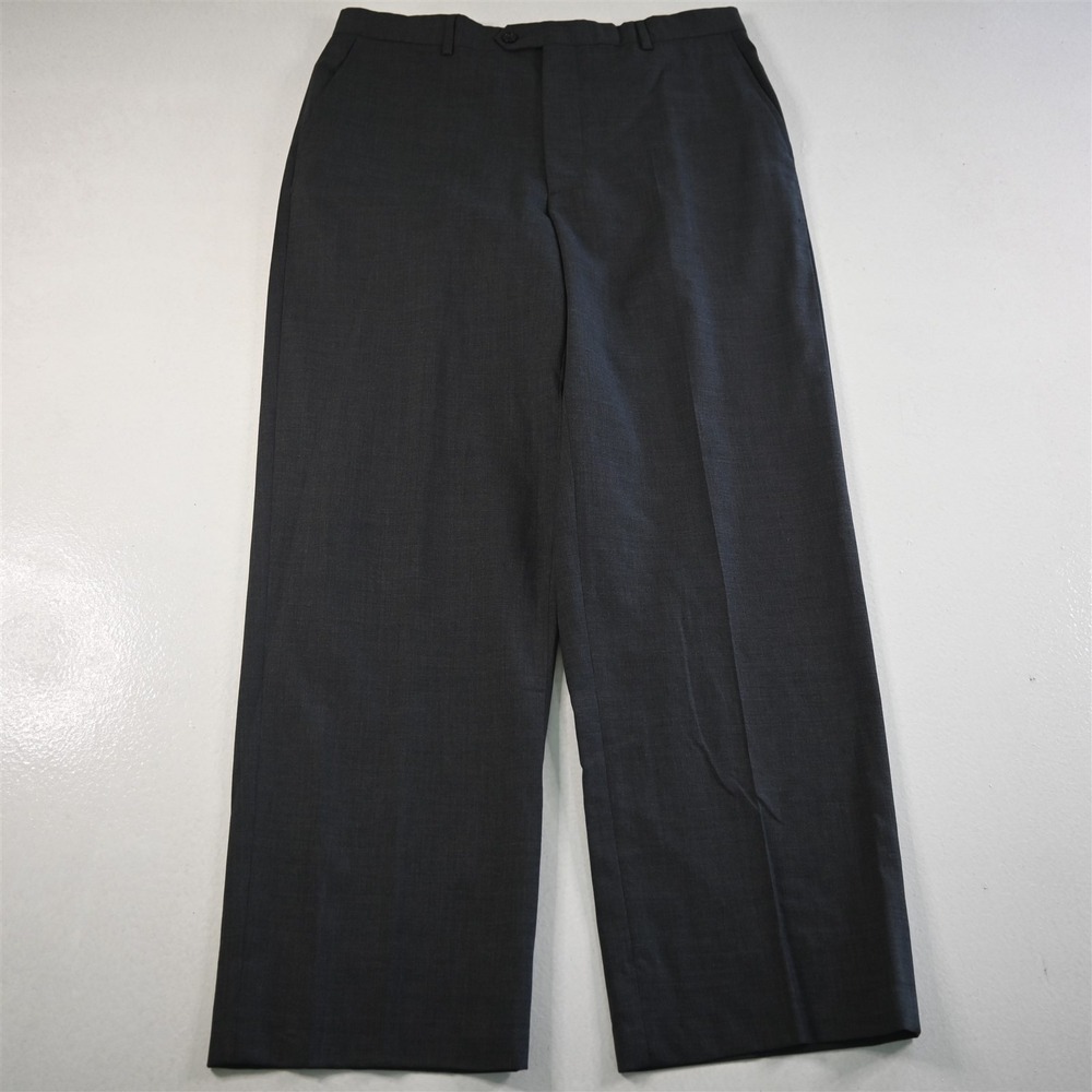Bespoke 34x30 Gray 100% Wool Flat Front Made in Italy Mens‎ Pants